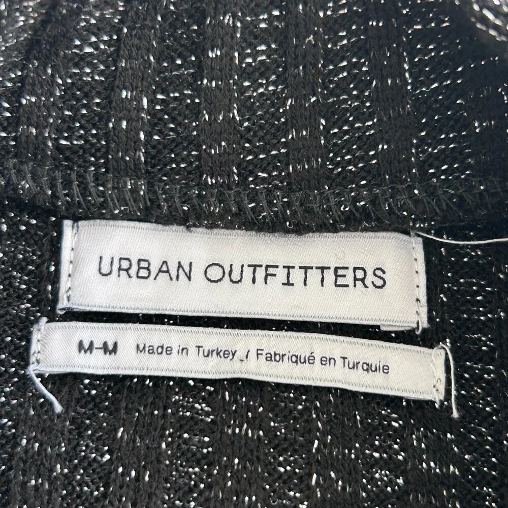 Urban Outfitters Sweater Mini Dress Medium Womens Black Glitter Mock Neck Dress - Picture 8 of 10